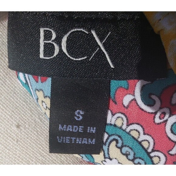 BCX V-Hem Scarf Tank Small Yellow Multi Printed Allover Mandala Sleeveless - Picture 10 of 14